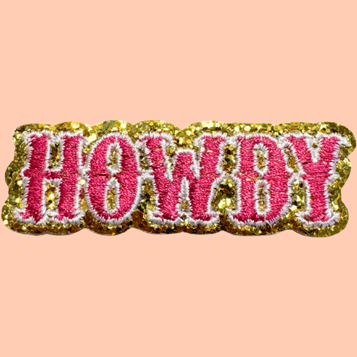 Howdy In Pink Letters Gold Trim