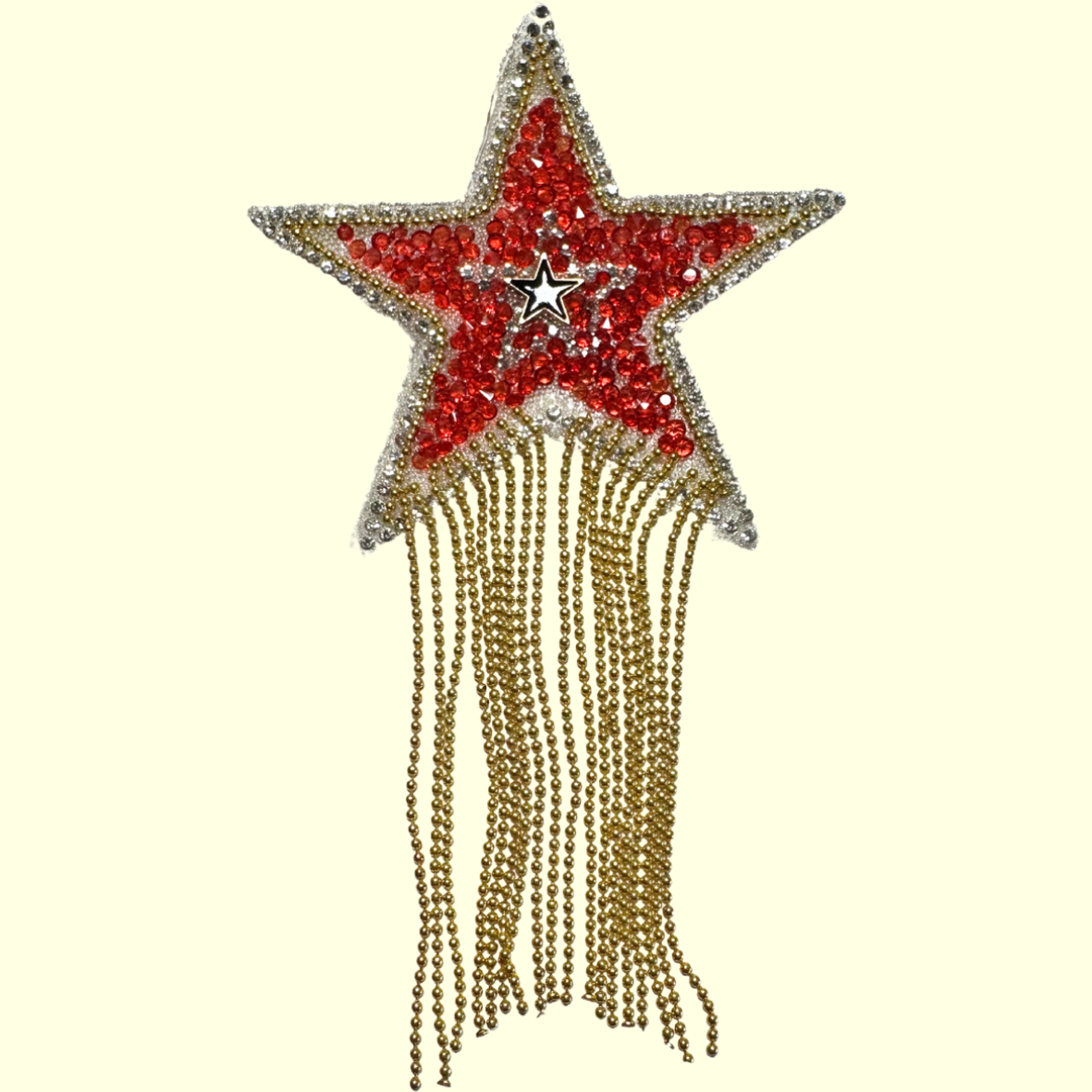 Red Rhinestone Star & Gold Tassel