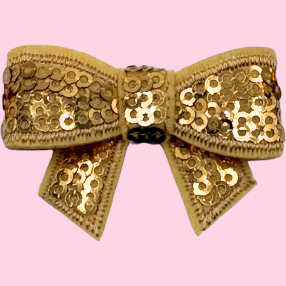 Mini Gold & Tan Sequin Bow