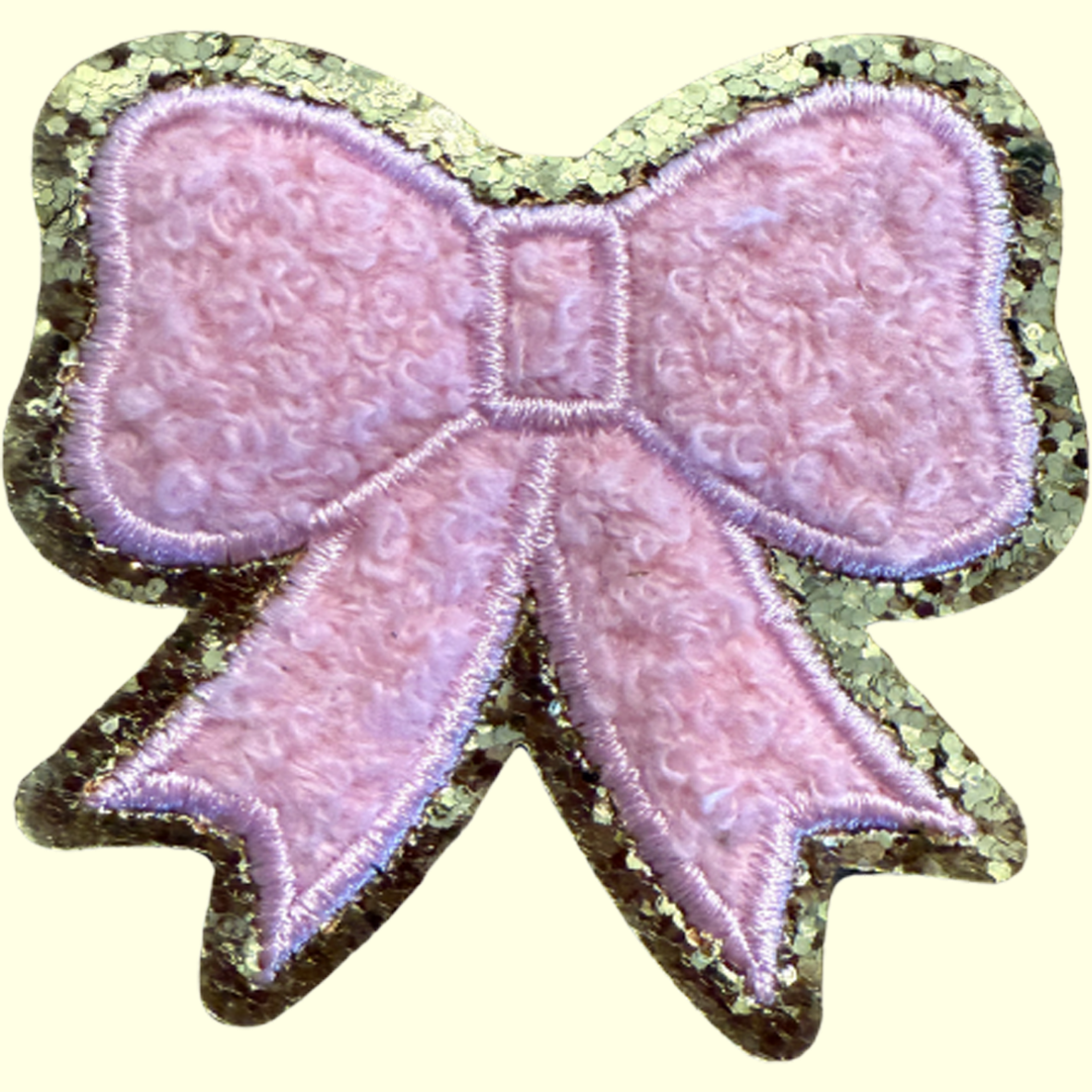 Pink Bow Trimmed in Gold Chenille