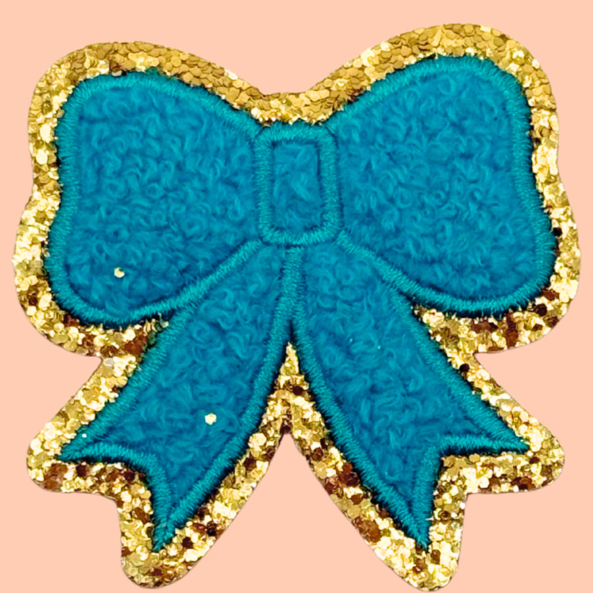 Bright Blue Bow Trimmed in Gold Chenille