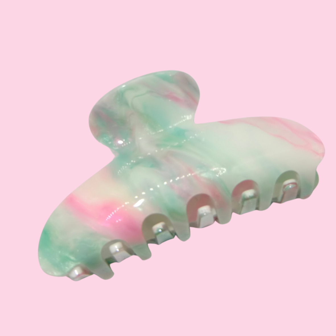 Pink and Green Lilly Pad Claw Clip