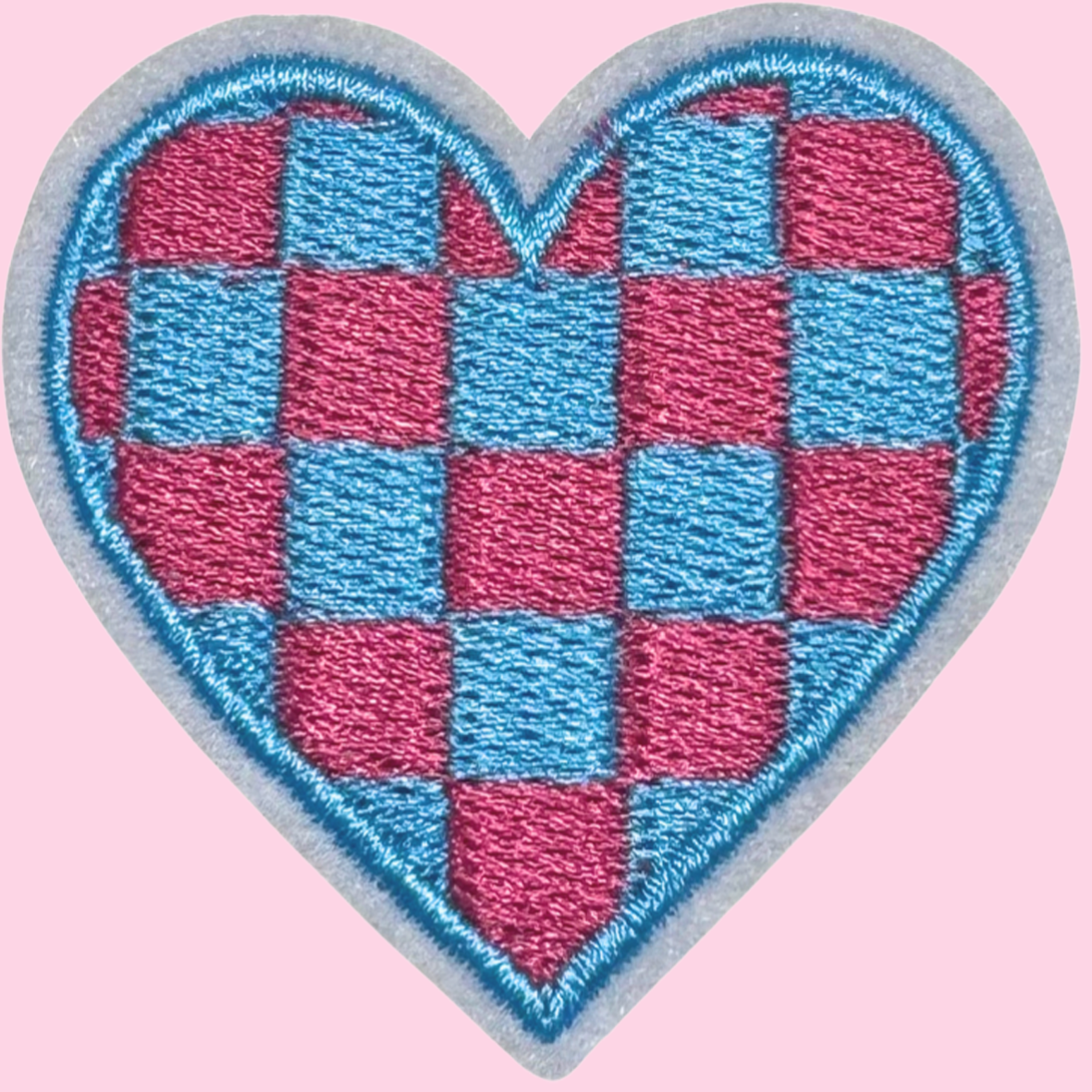 Blue & Hot Pink Checkered Heart