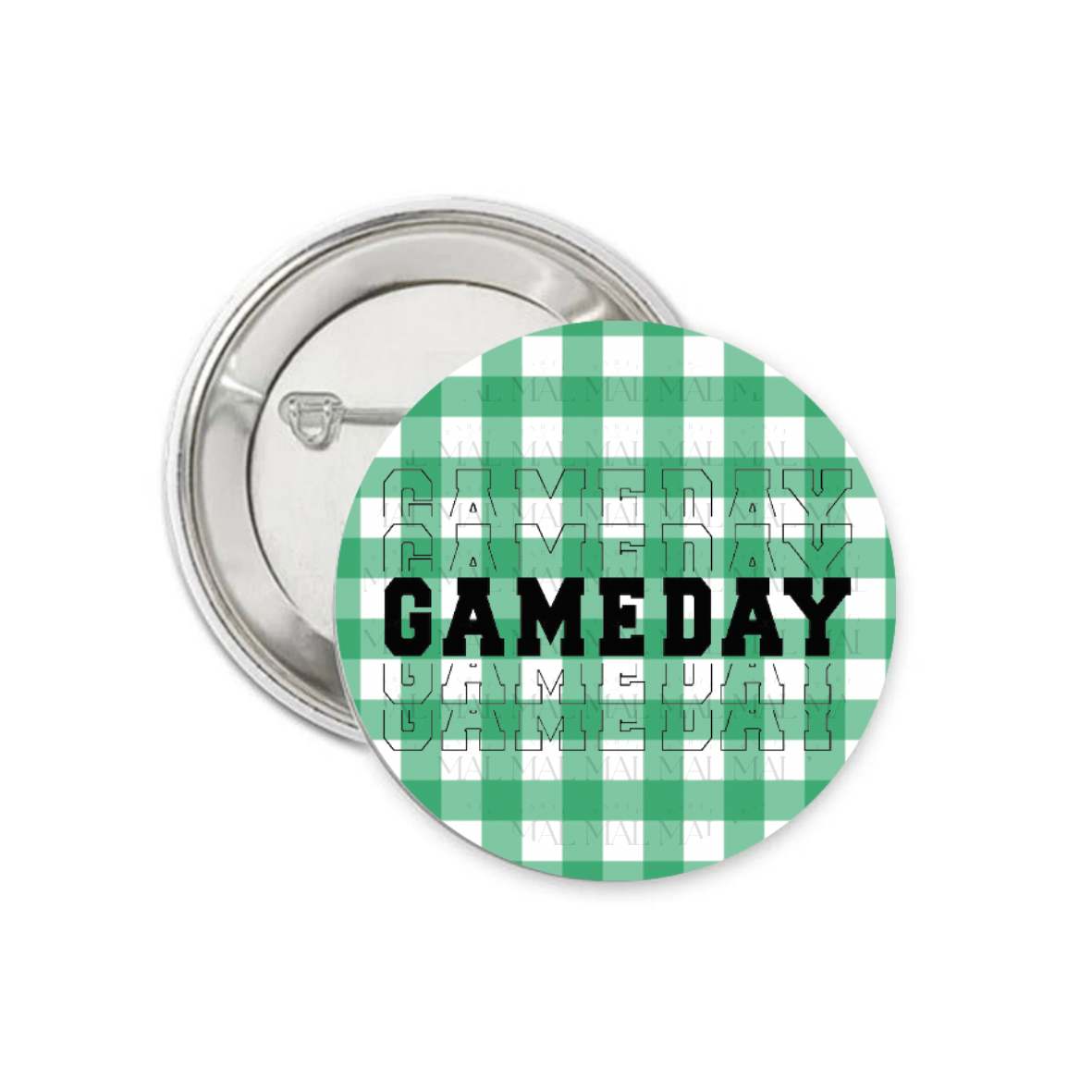Gingham Gameday 3" Button