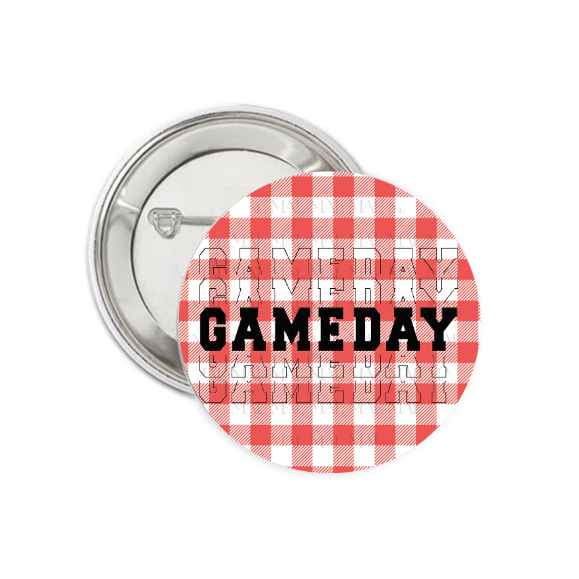 Gingham Gameday 3" Button