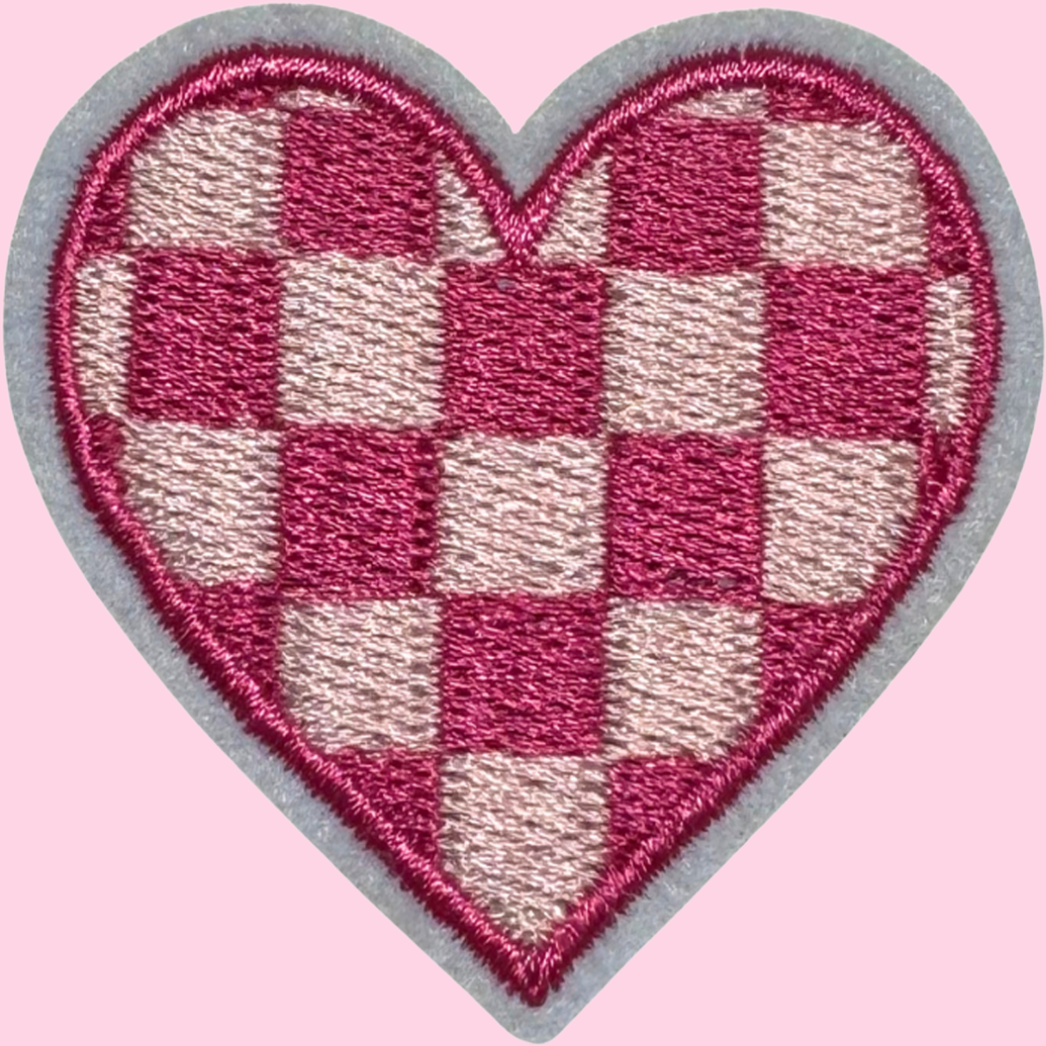 Pink & Light Pink Checkered Heart