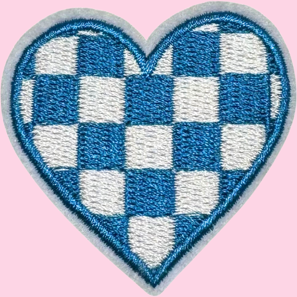Blue & White Checkered Heart