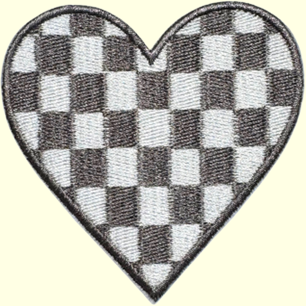 Gray and White Checkered Heart