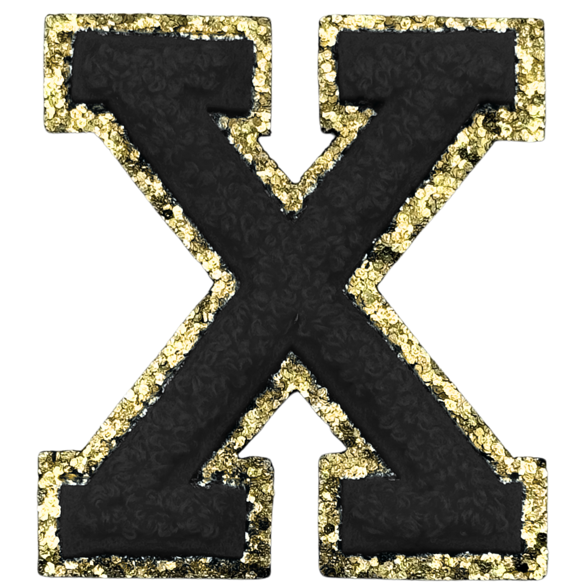 X Chenille Letter Iron On Patch Gold (Medium)