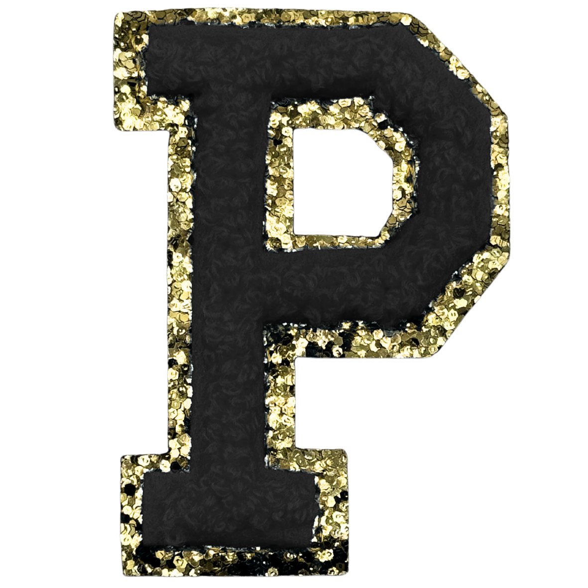 P Chenille Letter Iron On Patch Gold (Medium)