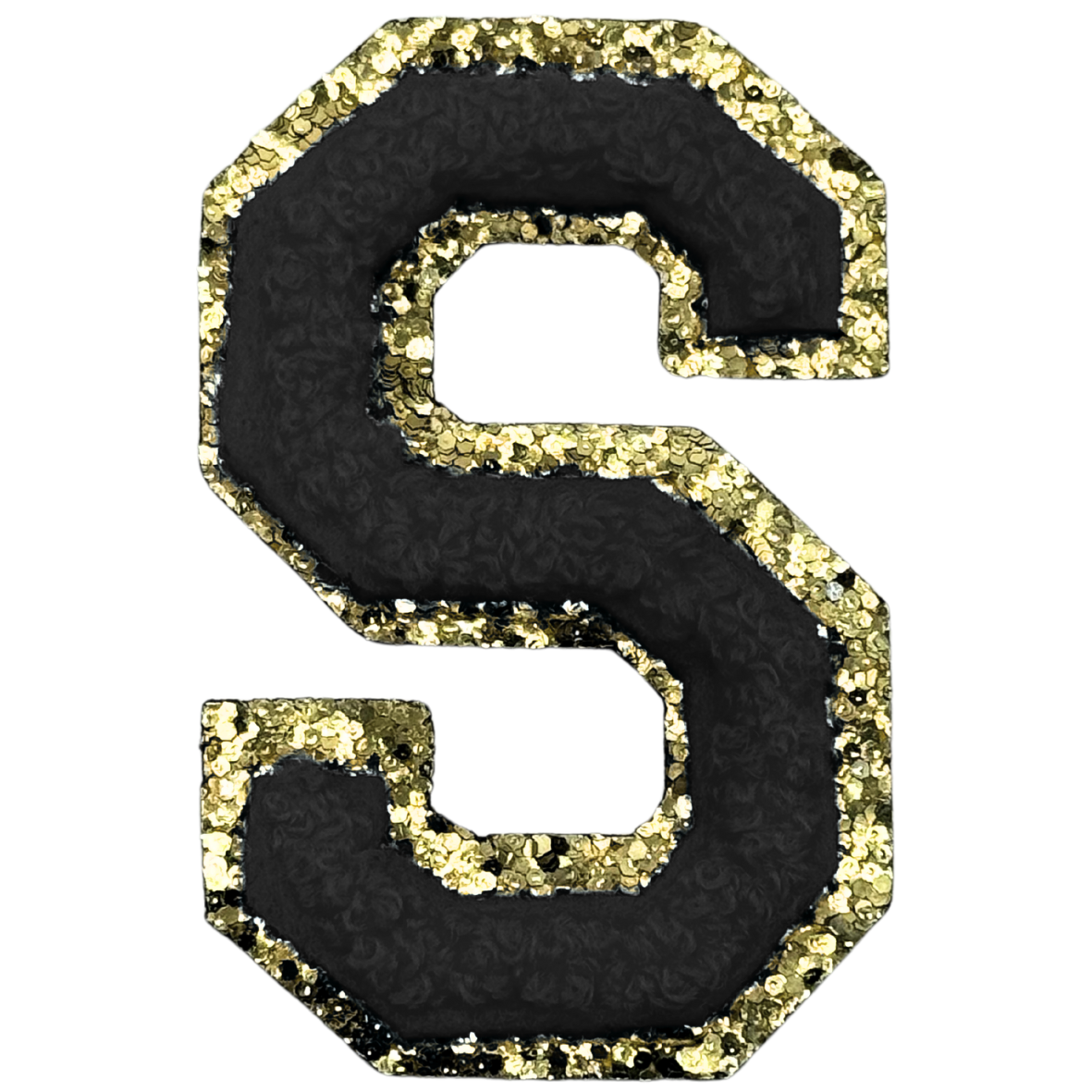 S Chenille Letter Iron On Patch Gold (Medium)