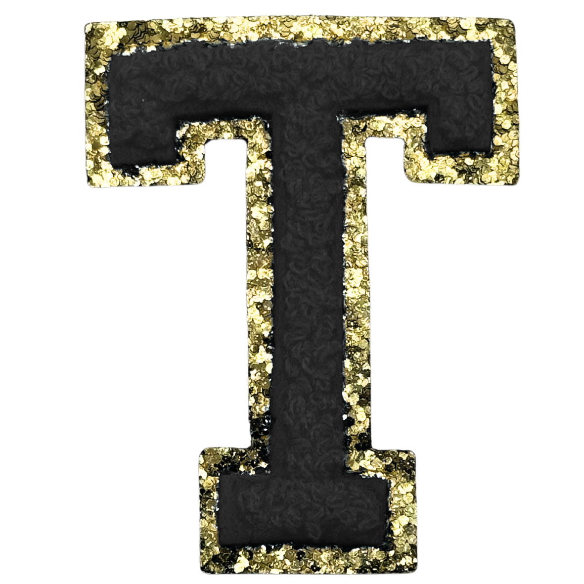 T Chenille Letter Iron On Patch Gold (Medium)