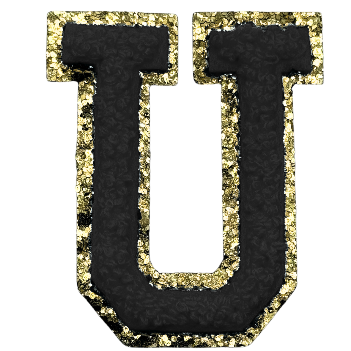 U Chenille Letter Iron On Patch Gold (Medium)