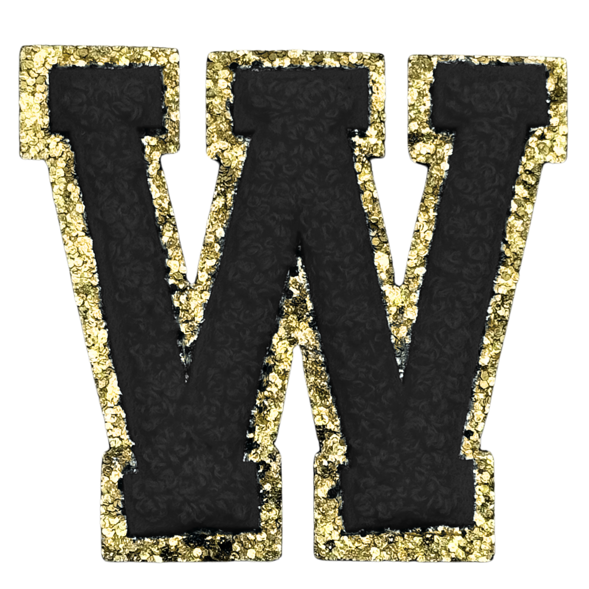W Chenille Letter Iron On Patch Gold (Medium)