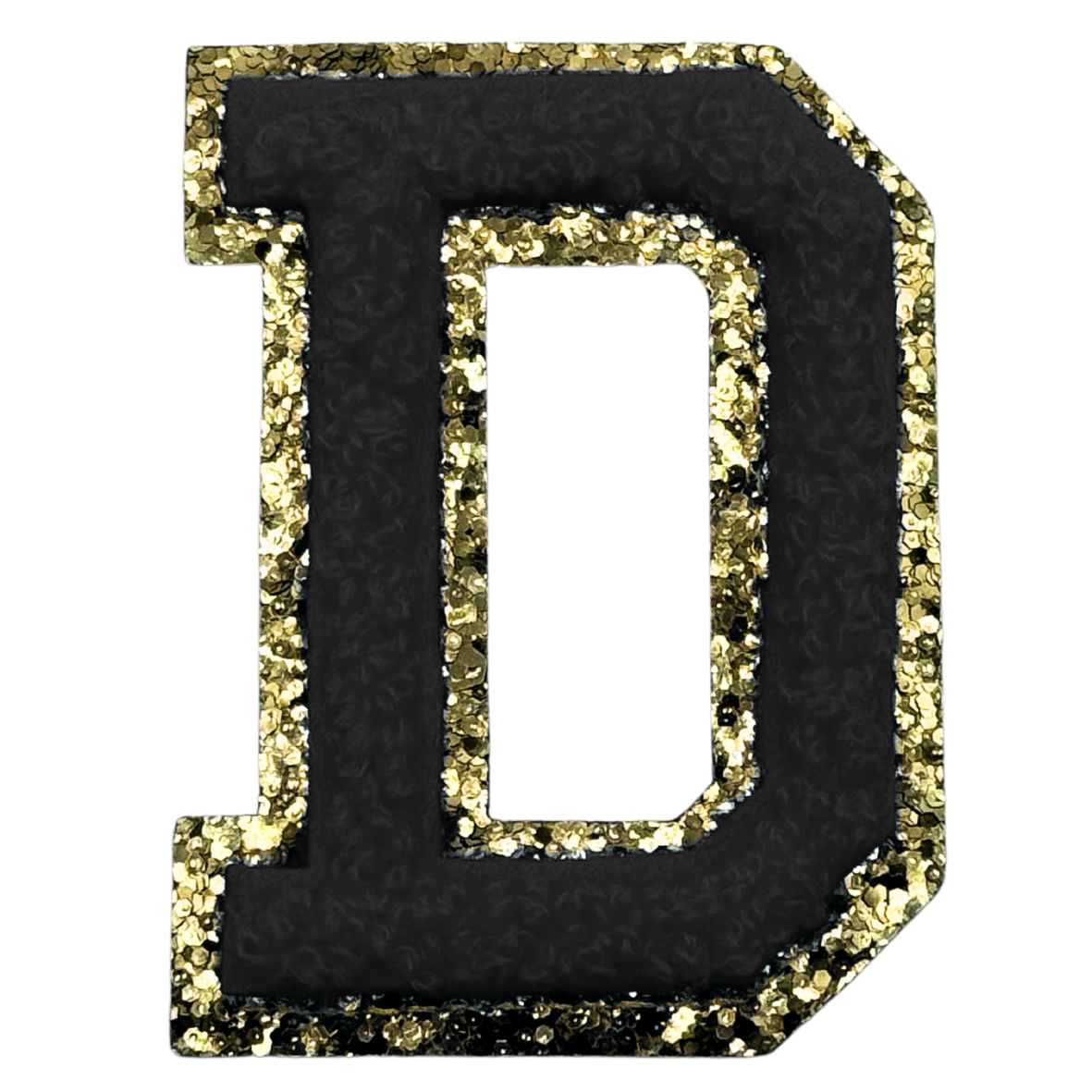 D Chenille Letter Iron On Patch Gold (Medium)
