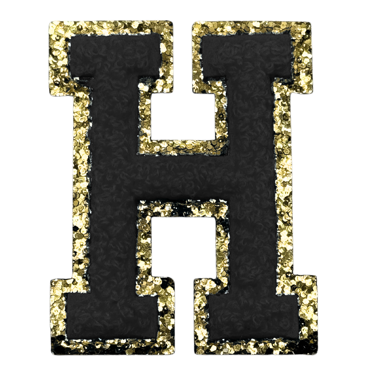 H Chenille Letter Iron On Patch Gold (Medium)