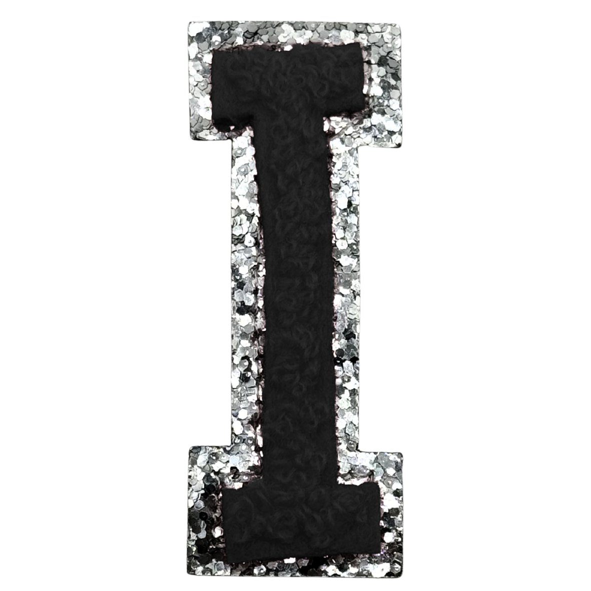 I Chenille Letter Iron On Patch Silver (Medium)