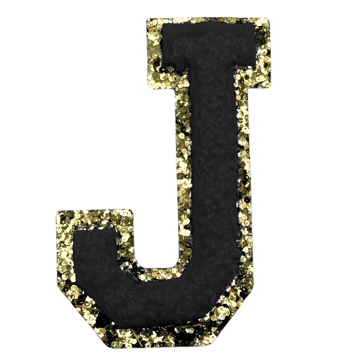 J Chenille Letter Iron On Patch Gold (Medium)
