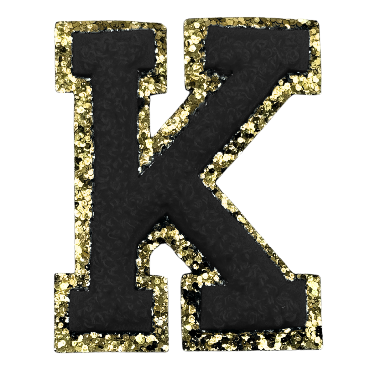 K Chenille Letter Iron On Patch Gold (Medium)