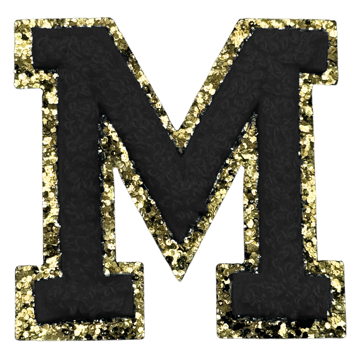 M Chenille Letter Iron On Patch Gold (Medium)