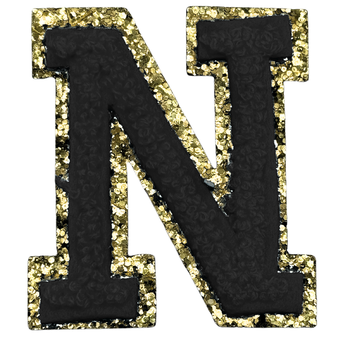 N Chenille Letter Iron On Patch Gold (Medium)