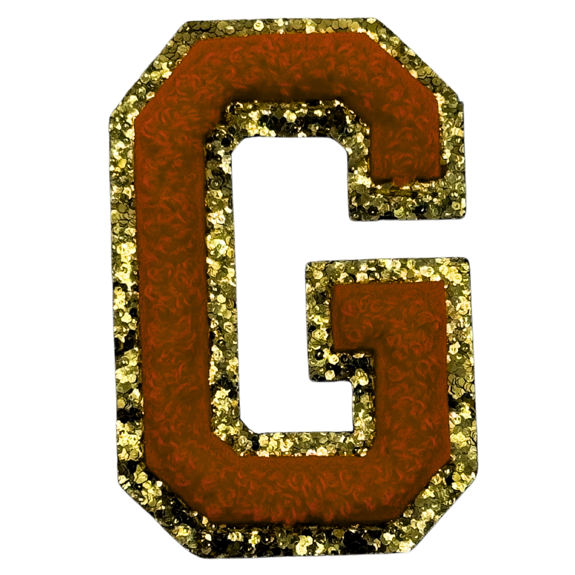 G Chenille Letter Iron On Patch Gold (Medium)