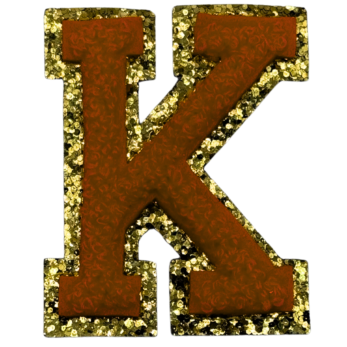 K Chenille Letter Iron On Patch Gold (Medium)