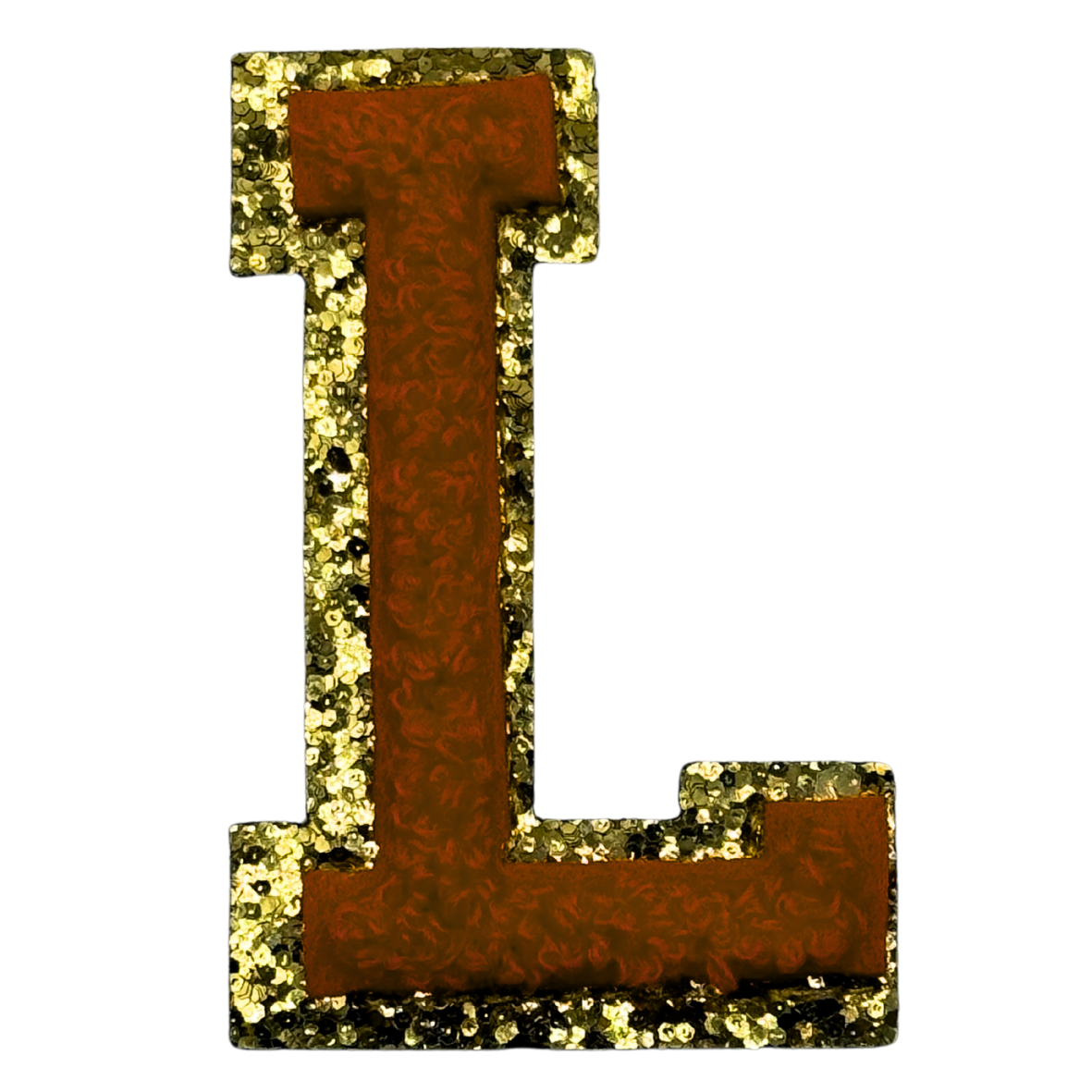 L Chenille Letter Iron On Patch Gold (Medium)
