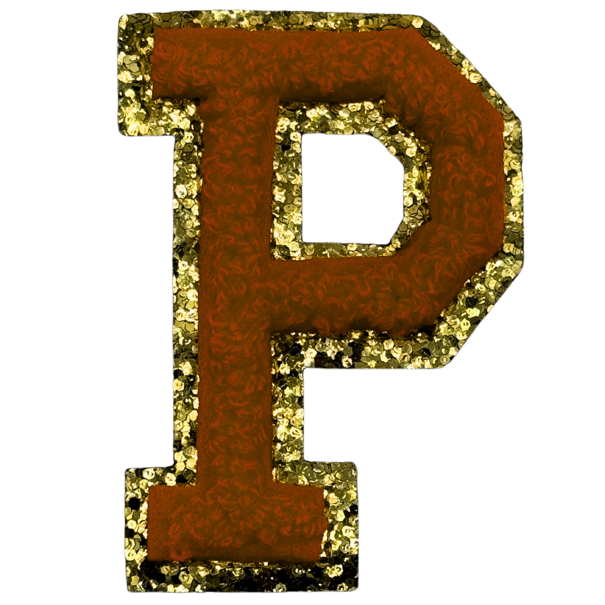 P Chenille Letter Iron On Patch Gold (Medium)