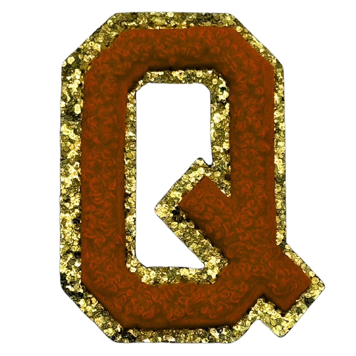 Q Chenille Letter Iron On Patch Gold (Medium)