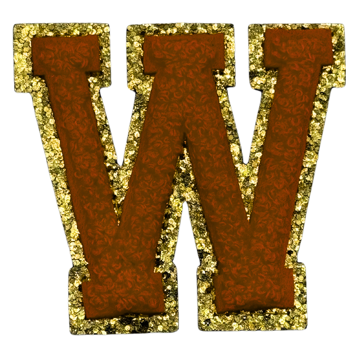 W Chenille Letter Iron On Patch Gold (Medium)