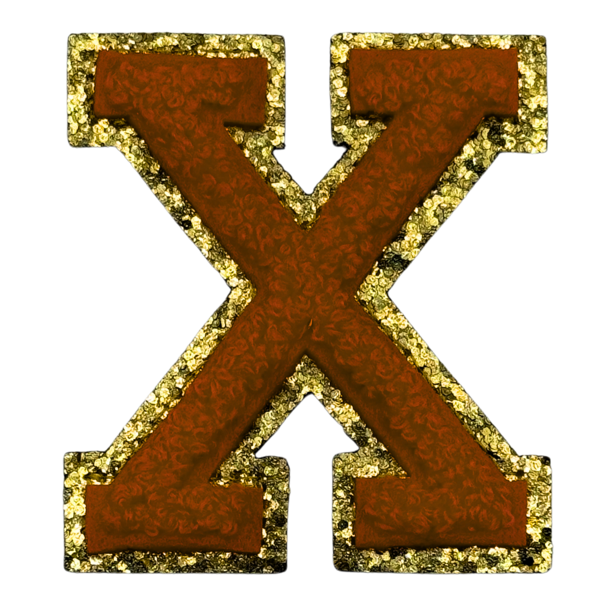 X Chenille Letter Iron On Patch Gold (Medium)