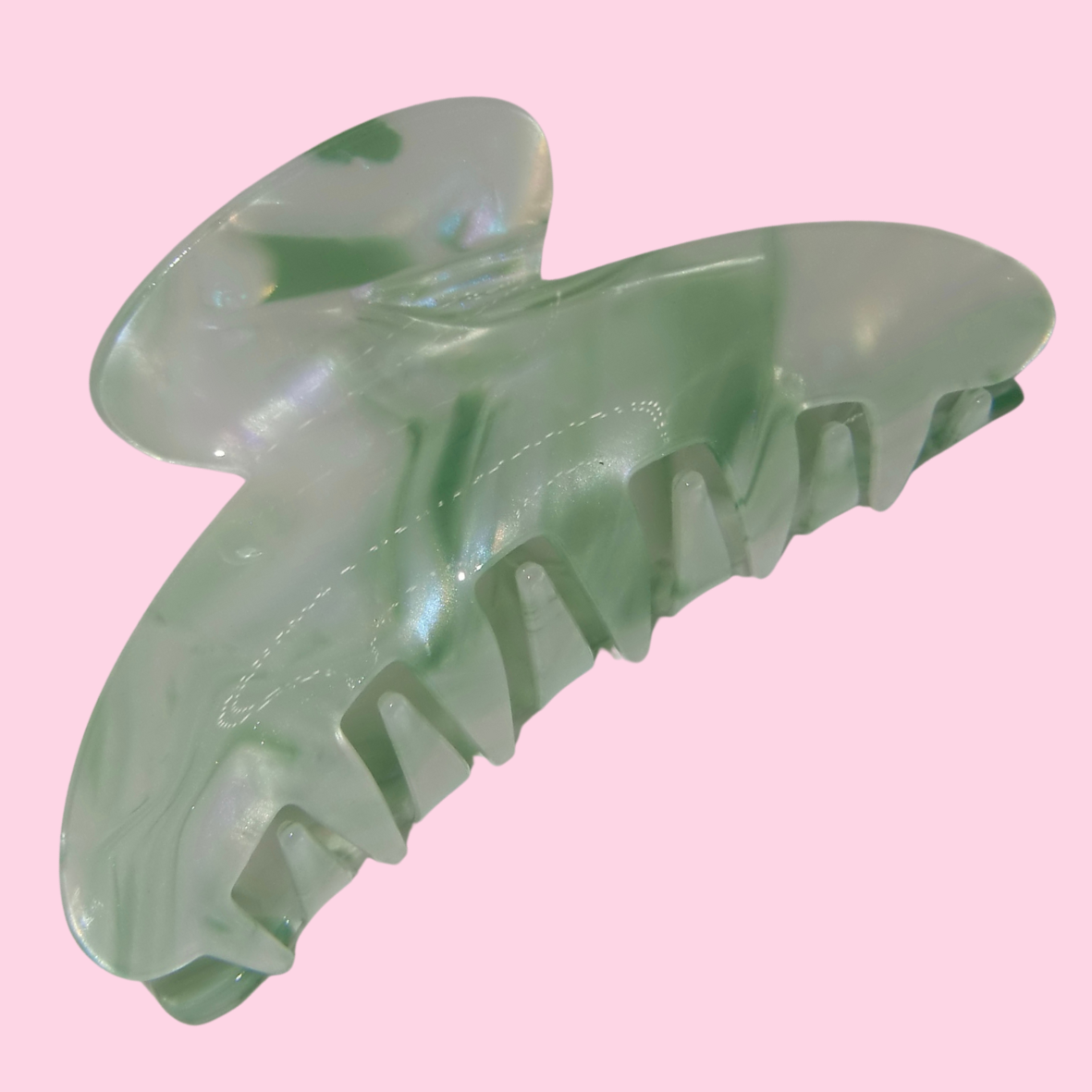 Large Green, Blue, & White Swirl Claw Clip