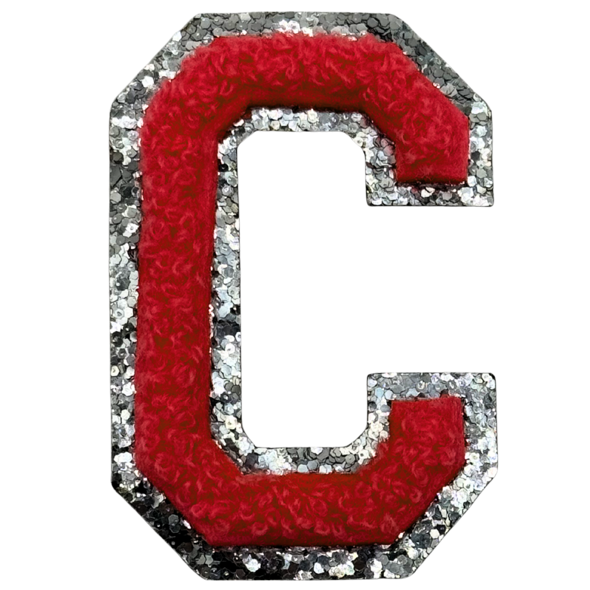 C Chenille Letter Iron On Patch Silver (Medium)
