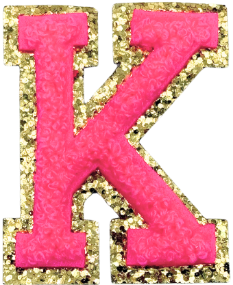 K Chenille Letter Iron On Patch Gold (Medium)