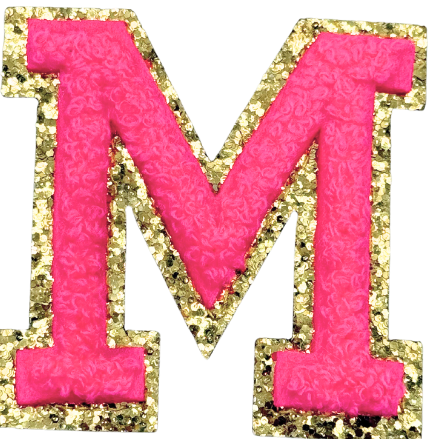 M Chenille Letter Iron On Patch Gold (Medium)