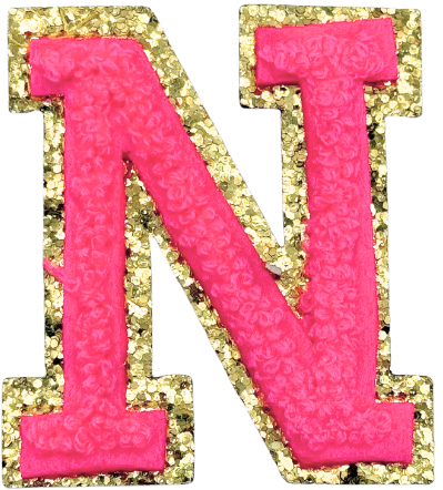 N Chenille Letter Iron On Patch Gold (Medium)