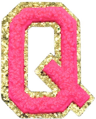 Q Chenille Letter Iron On Patch Gold (Medium)