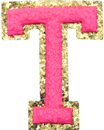 T Chenille Letter Iron On Patch Gold (Medium)