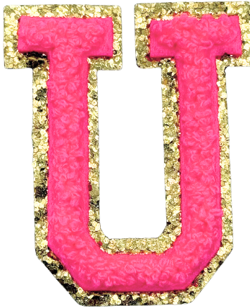 U Chenille Letter Iron On Patch Gold (Medium)