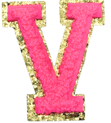 V Chenille Letter Iron On Patch Gold (Medium)