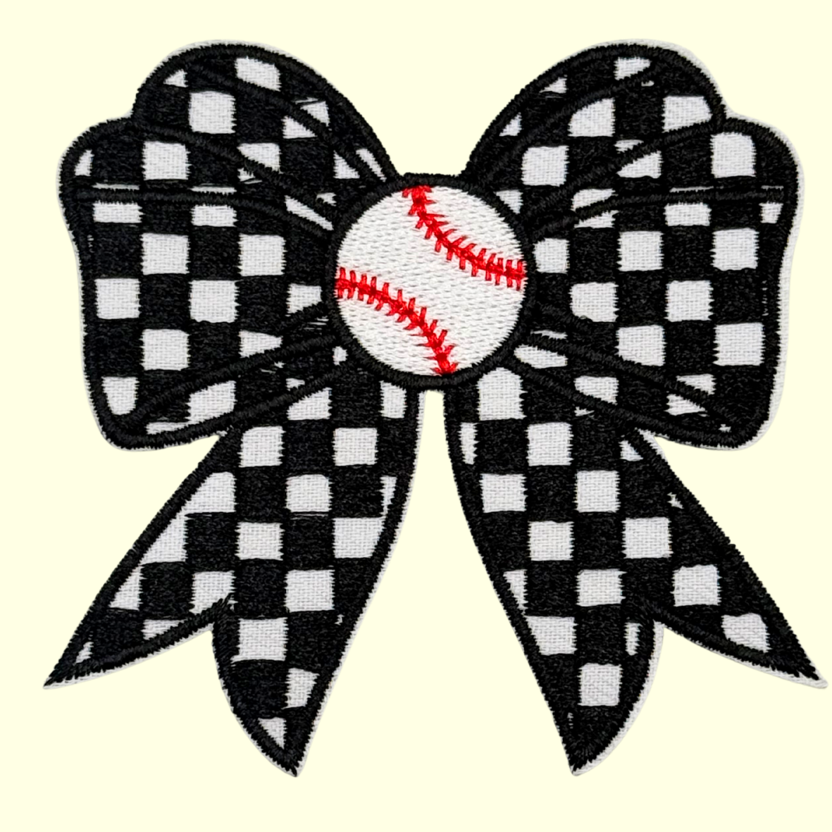 Baseball Bow Black & White Checkered
