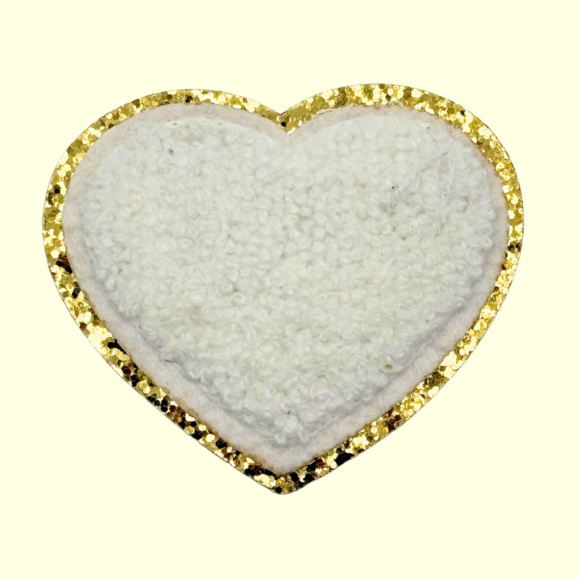 White Heart Trimmed in Gold Chenille