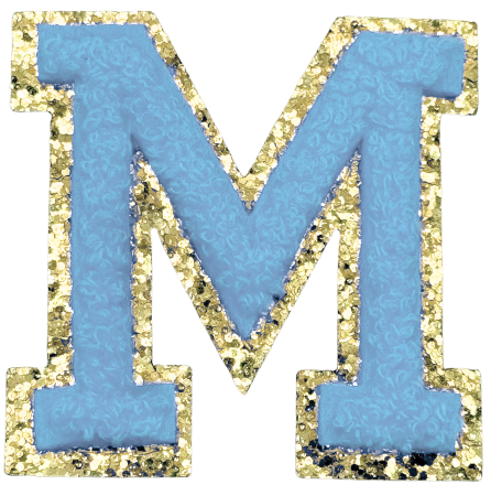 M Chenille Letter Iron On Patch Gold (Medium)