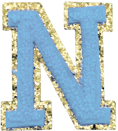 N Chenille Letter Iron On Patch Gold (Medium)