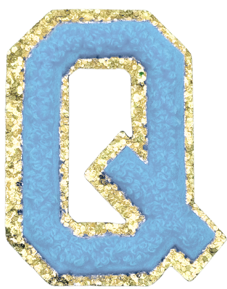 Q Chenille Letter Iron On Patch Gold (Medium)