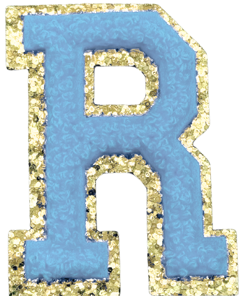 R Chenille Letter Iron On Patch Gold (Medium)