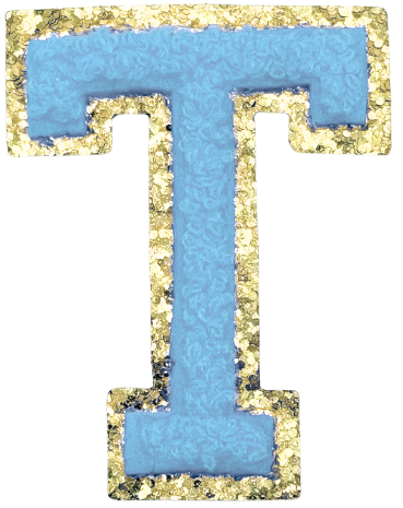T Chenille Letter Iron On Patch Gold (Medium)