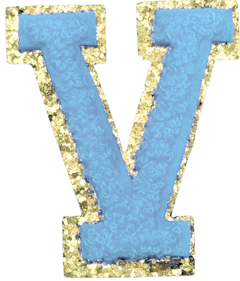 V Chenille Letter Iron On Patch Gold (Medium)