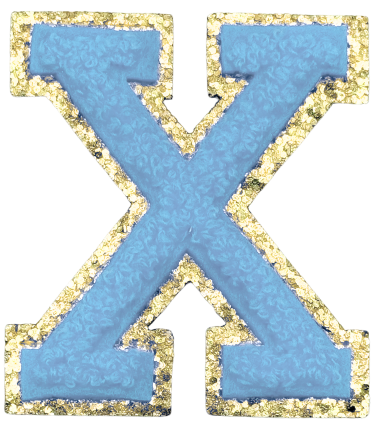 X Chenille Letter Iron On Patch Gold (Medium)